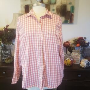 Pink & White Jcrew Factory LS Top